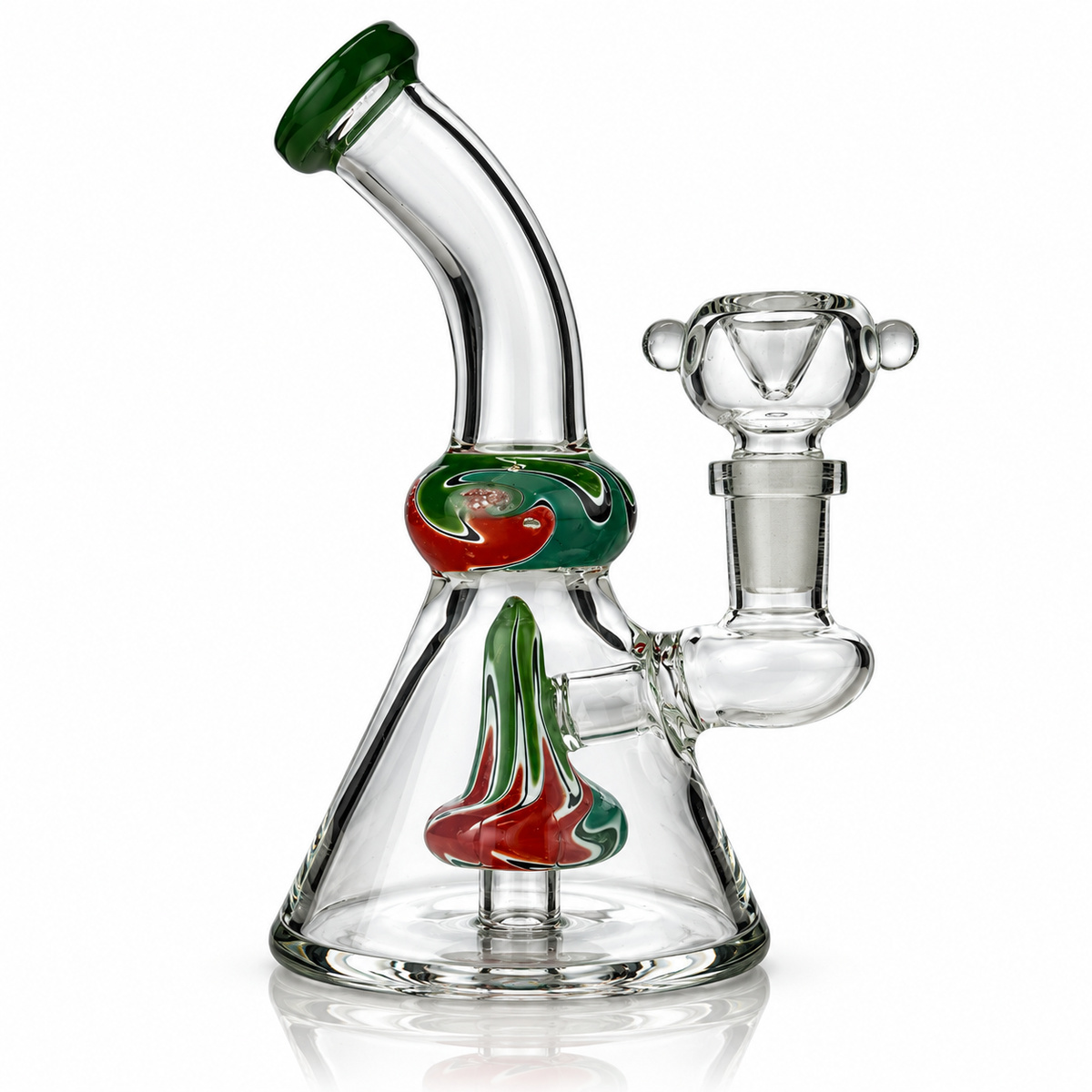 5" Beaker Bong Water Pipe with Amrican Color and Shower, 14mm Male Bowl