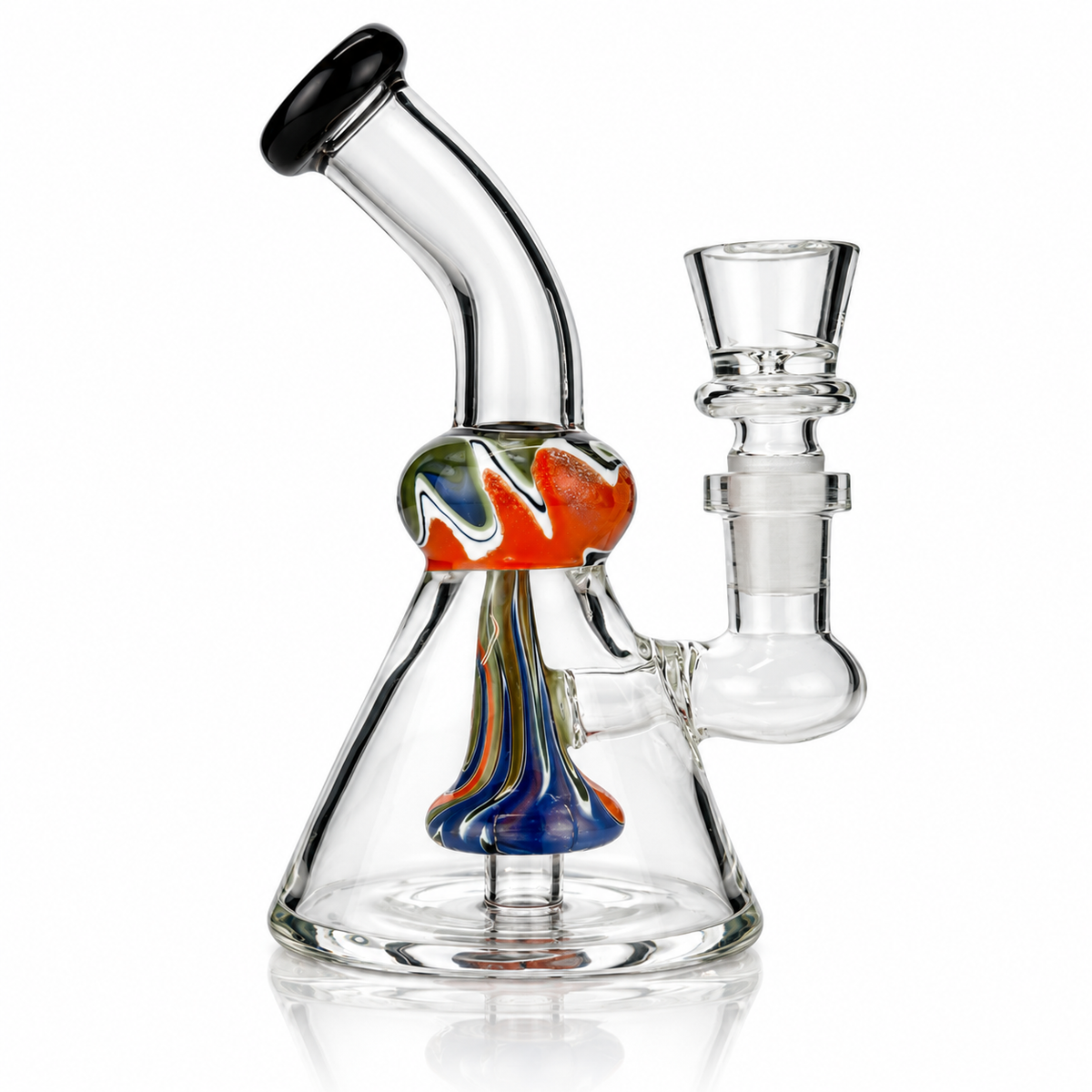 5" Beaker Bong Water Pipe with Amrican Color and Shower, 14mm Male Bowl
