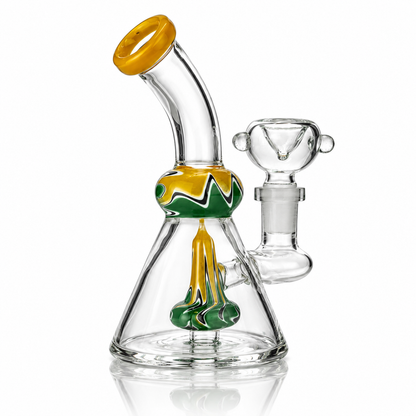 5" Beaker Bong Water Pipe with Amrican Color and Shower, 14mm Male Bowl