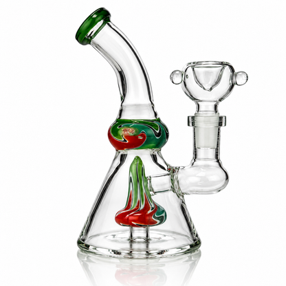 5" Beaker Bong Water Pipe with Amrican Color and Shower, 14mm Male Bowl