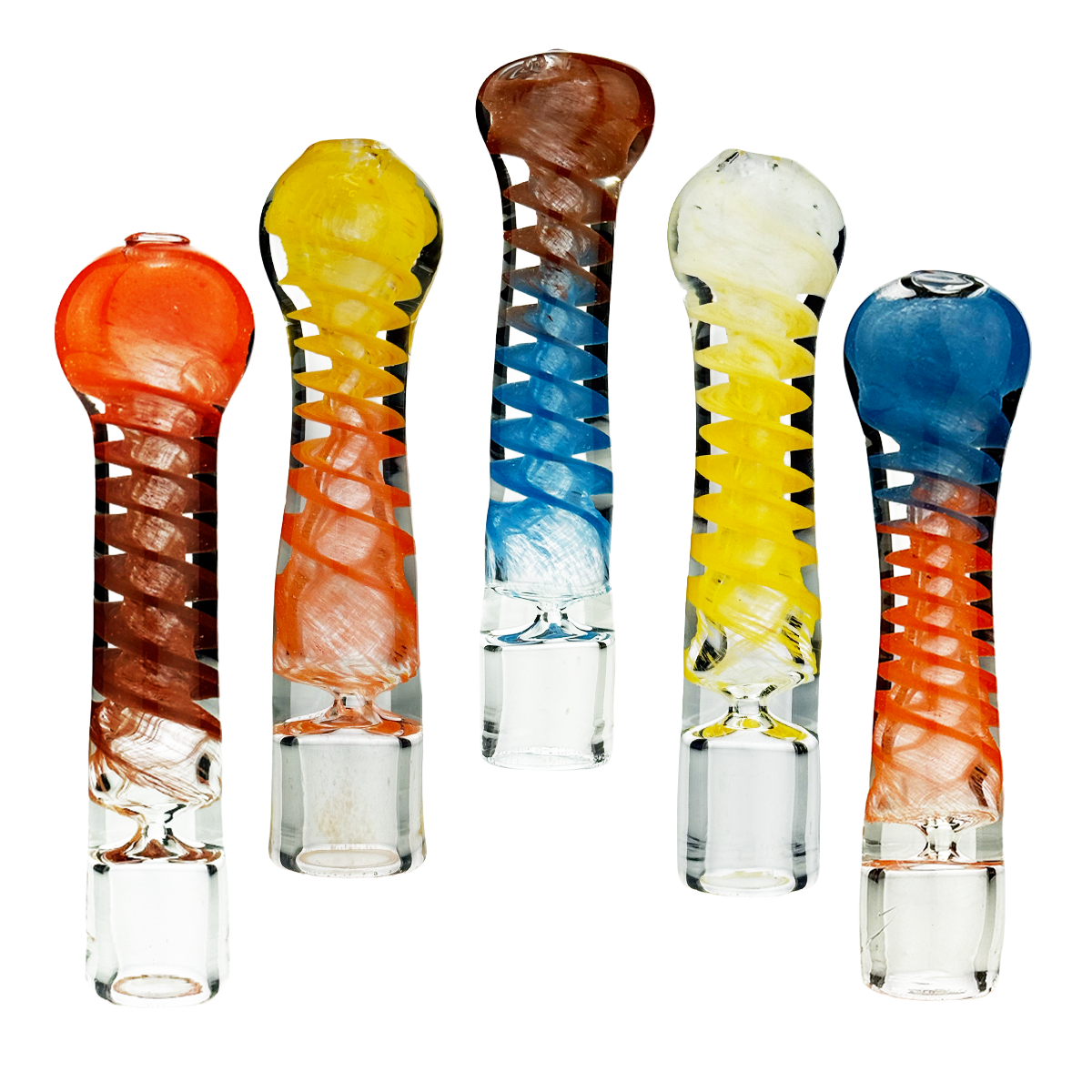 4" Chillum One Hitter Swirl Design Color Frit Glass