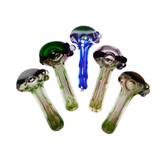 4.5" Hand Pipe Spoon with Zig Zag Line And Gold Fume Glass