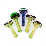 4.5" Hand Pipe Spoon with Zig Zag Line And Gold Fume Glass