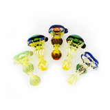 4.5" Hand Pipe Spoon Double Twisting Glass Silver Fumes with Ring and Slime Head