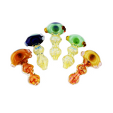 4.5" Hand Pipe Spoon Double Glass Silver Fumes with Ring and Slime Head