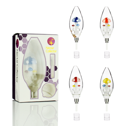 8" Mushroom Egg Oval Matrix Nectar Collector Dab Straw with Glass Jar and Ceramic Nail