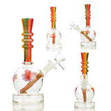 8" Rasta Flower Water Pipe Bong with 14mm Male Bowl