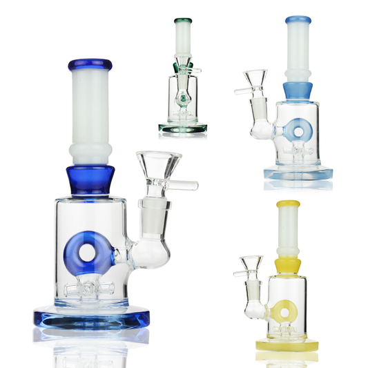 6" Water Pipe with Donut Shower and 14mm Male Bowl