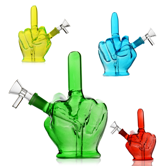 7" Middle Finger Water Pipe 14mm Male Bowl