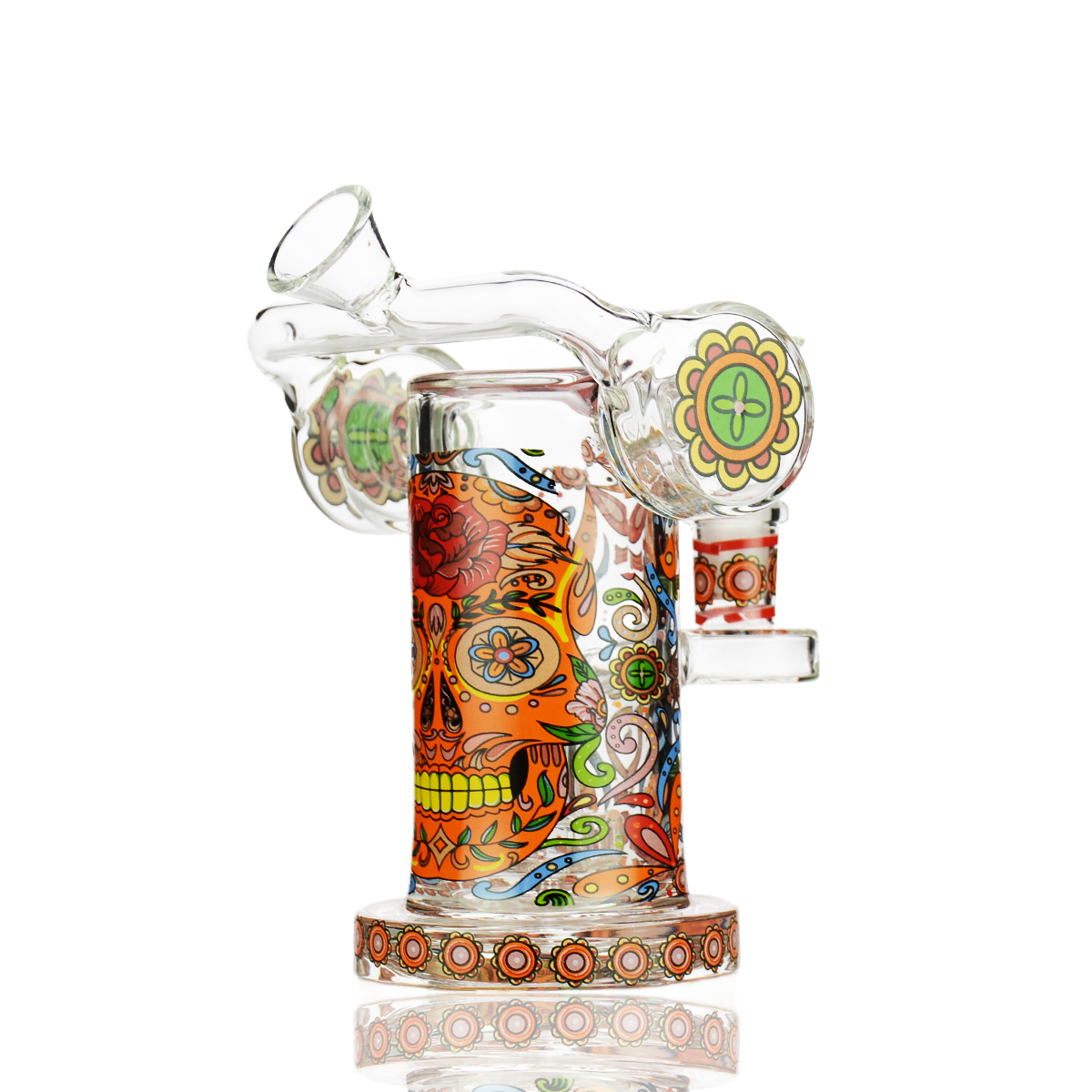 6.5" Recycler Day of The Dead Beaker with 14mm Male Bowls