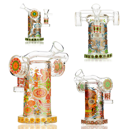6.5" Recycler Day of The Dead Beaker with 14mm Male Bowls
