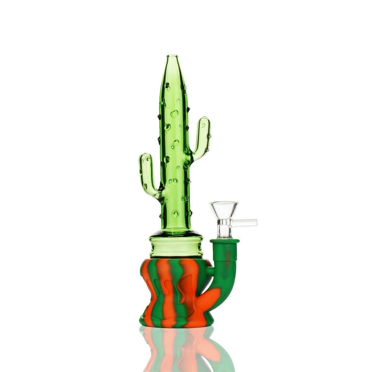 9" Silicone Glass Cactus Water Pipe with 14mm Male Bowl