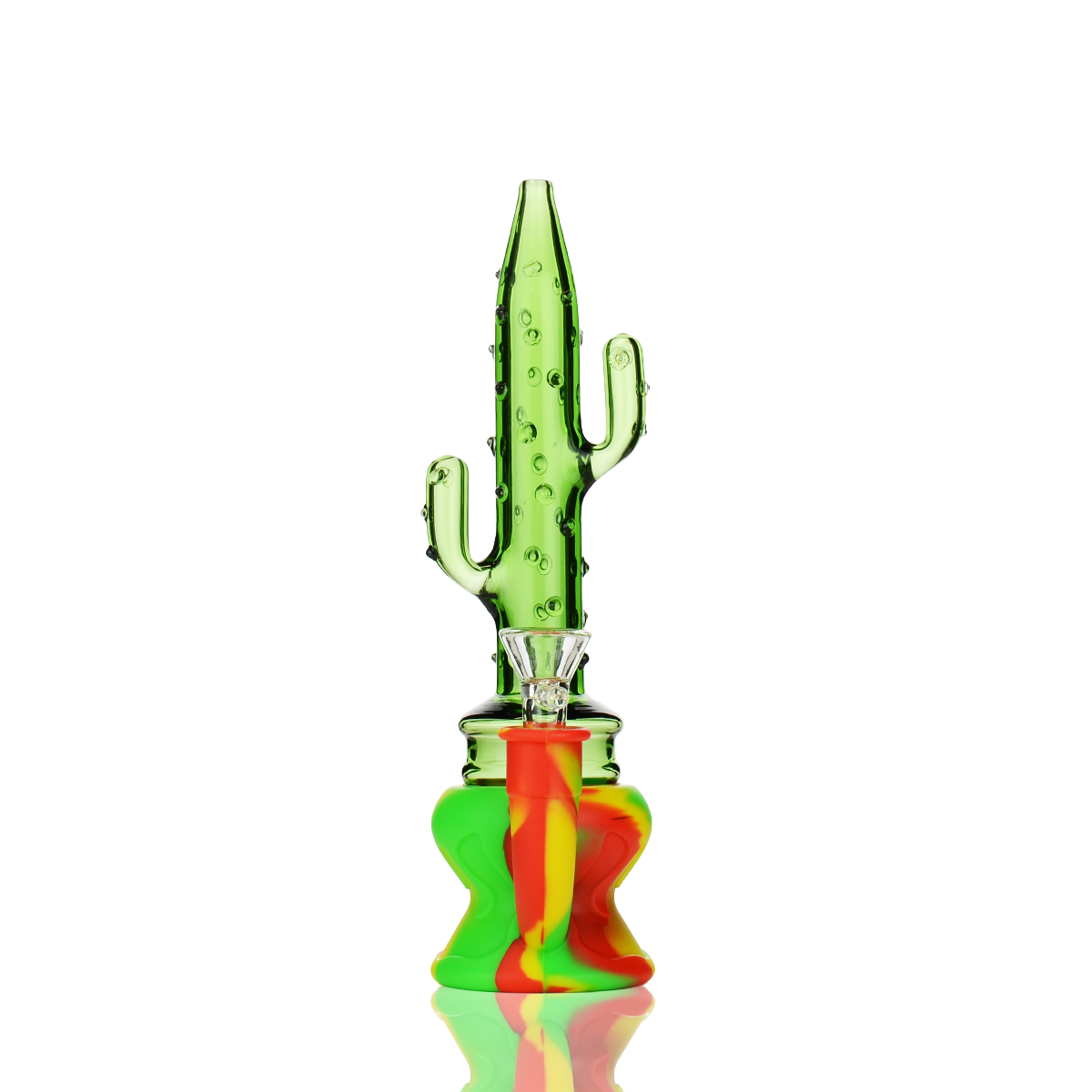 9" Silicone Glass Cactus Water Pipe with 14mm Male Bowl
