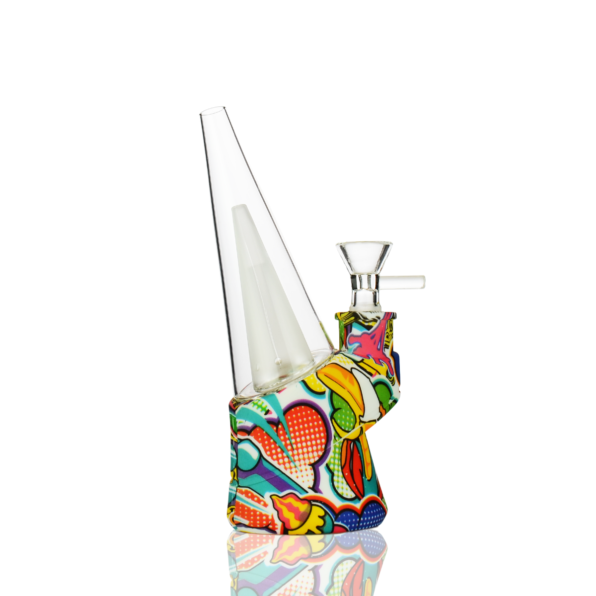 7" Puffco Design Silicone Glass Water Pipe with 14mm Male Bowl