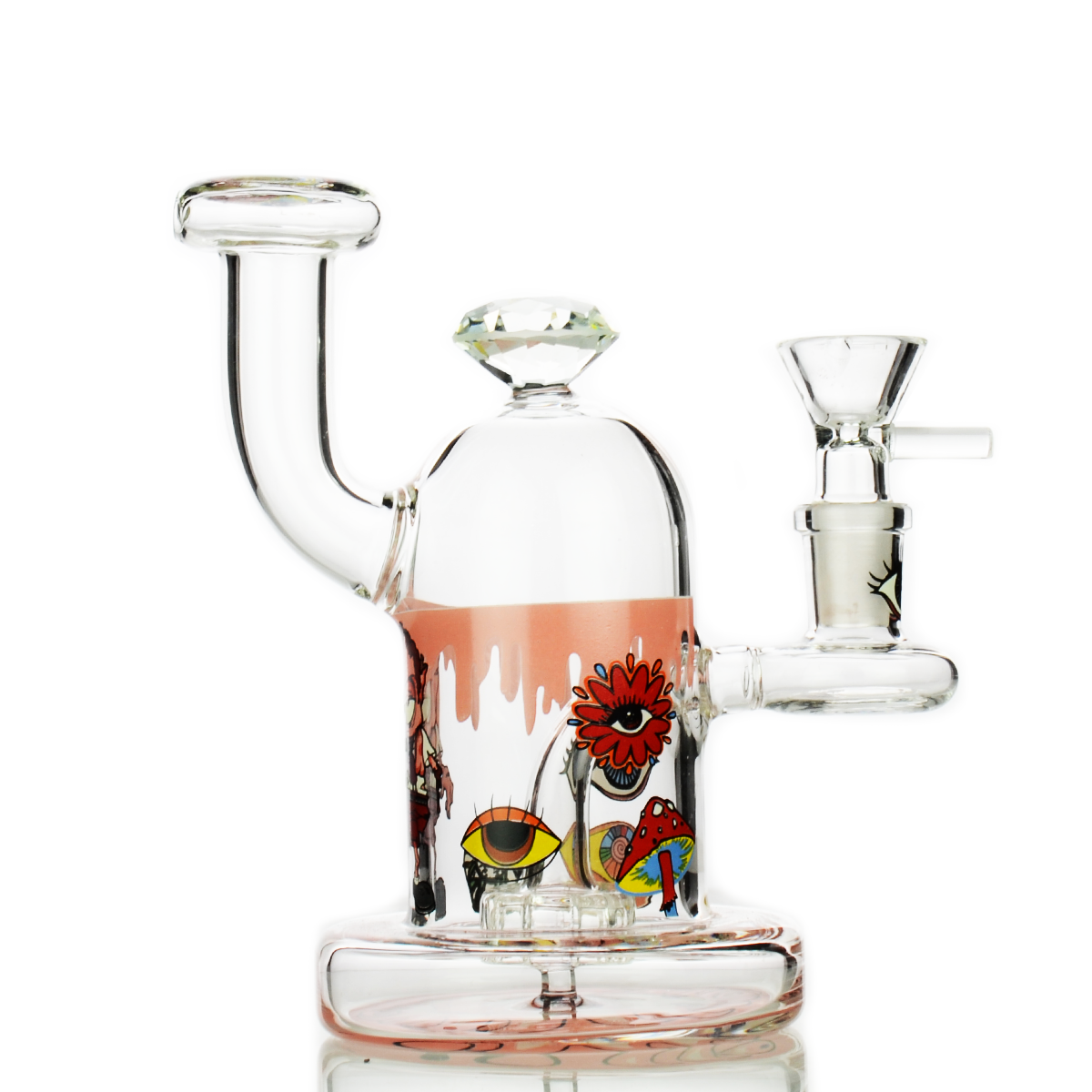 6" Glow In Dark Diamond Water Pipe with 14mm Male Bowl