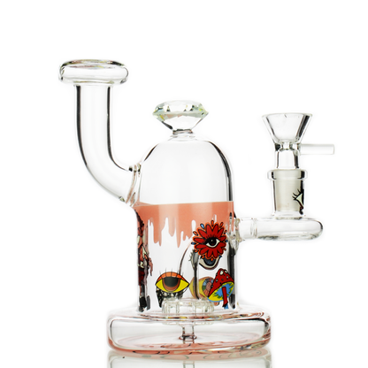 6" Glow In Dark Diamond Water Pipe with 14mm Male Bowl