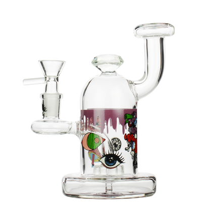 6" Glow In Dark Diamond Water Pipe with 14mm Male Bowl