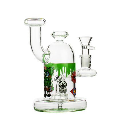 6" Glow In Dark Diamond Water Pipe with 14mm Male Bowl