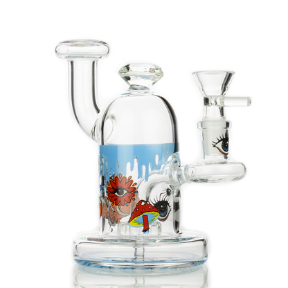 6" Glow In Dark Diamond Water Pipe with 14mm Male Bowl