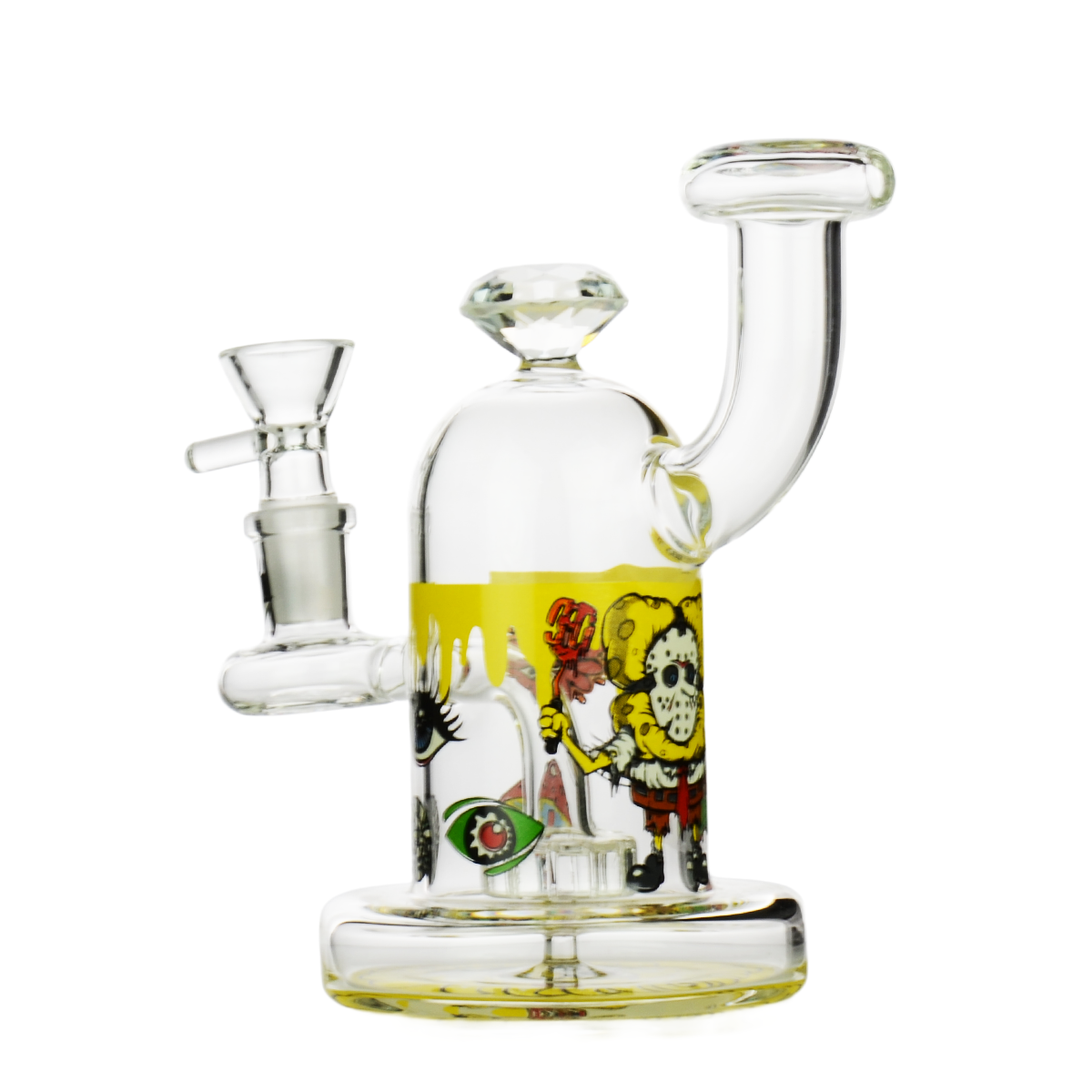 6" Glow In Dark Diamond Water Pipe with 14mm Male Bowl