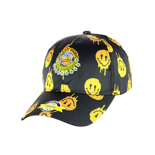 Drippy Smile Do Not Panic It's Organic Design Black Baseball Snapback Hat
