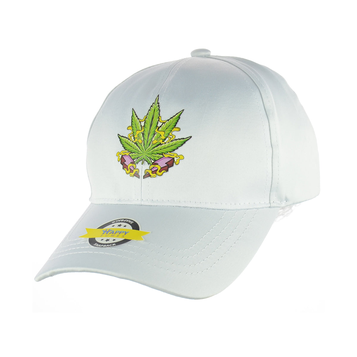 Flash Cannabis Leaf Design White Baseball Snapback Hat