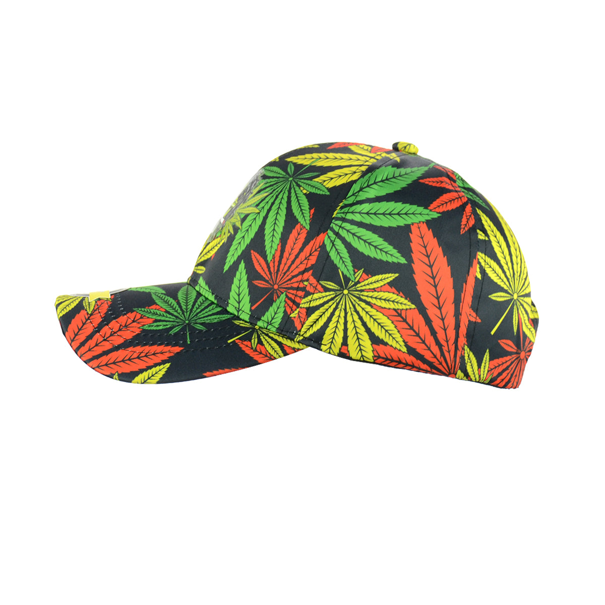 Colorful Weed Leaf Black Baseball Snap Back Hat