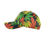 Colorful Weed Leaf Black Baseball Snap Back Hat