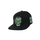 Skull Leaf Embroidered Snapback Hat