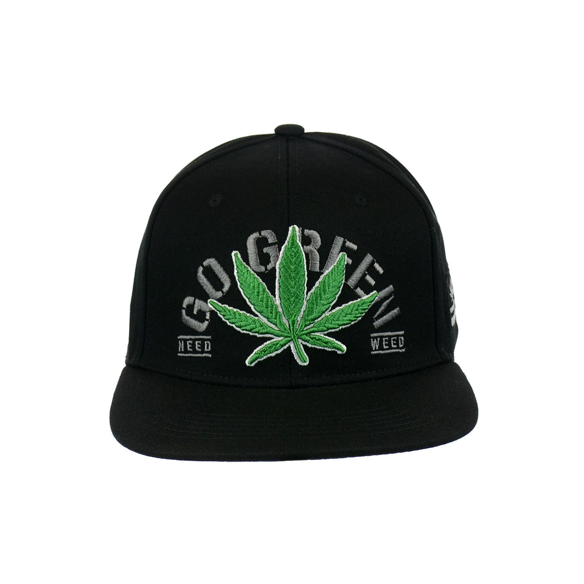 Go Green Leaf Embroidered Snapback Hat