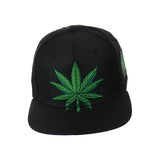Cannabis Leaf Print Embroidered Snapback Hat