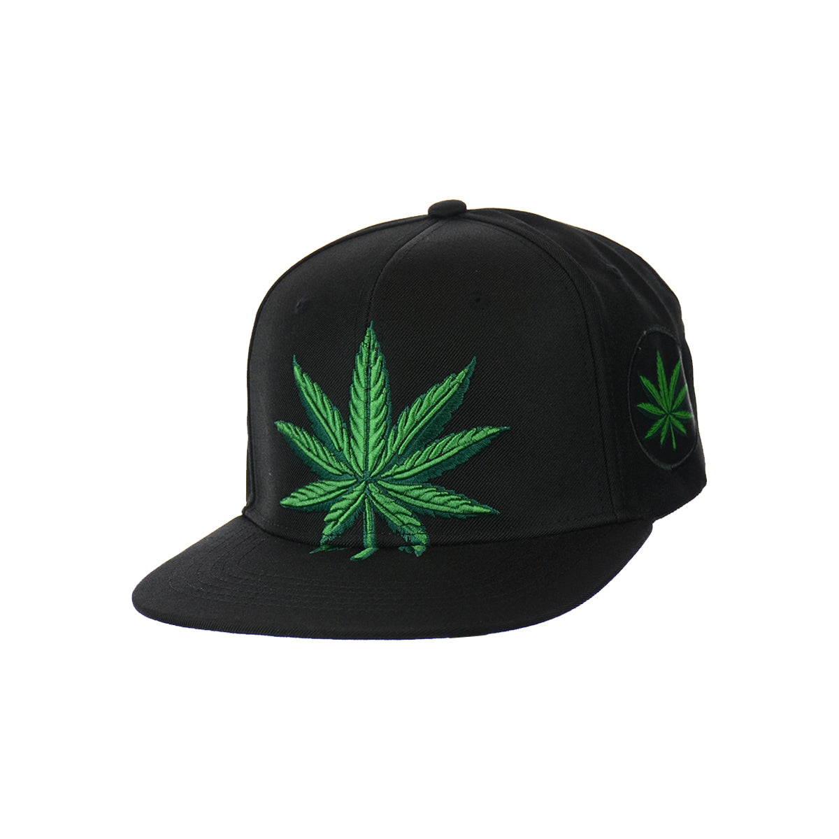 Cannabis Leaf Print Embroidered Snapback Hat