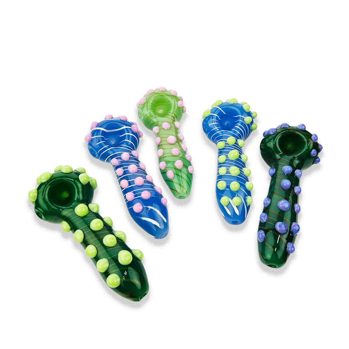 4.5" Hand Pipe Spoon Slime Knockers with Swirling Art