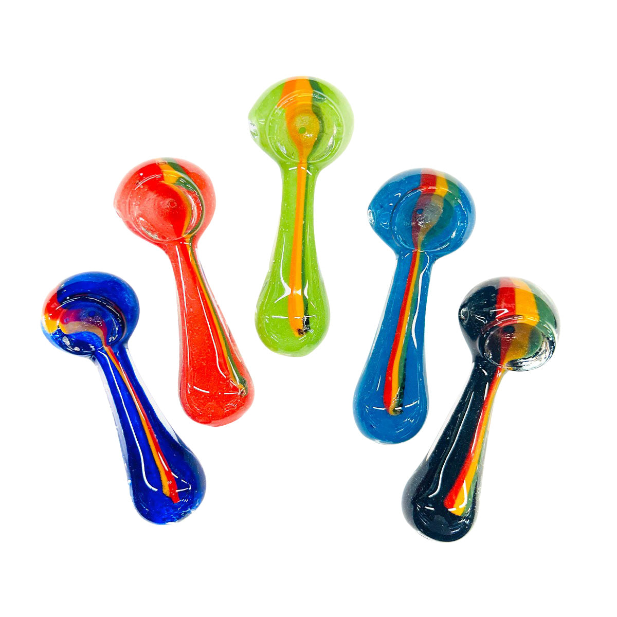 3.5" Hand Pipe Spoom with Color Frit Rasta Line