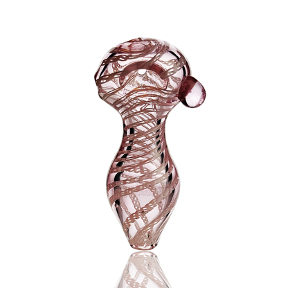 4" Pink Hand Pipe with Belly and Twisting Art
