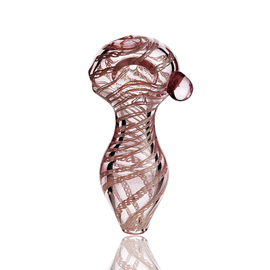 4" Pink Hand Pipe with Belly and Twisting Art