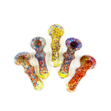 3.5" Hand Pipe Spoon with Frit and Silver Fume Glass