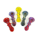 3.5" Hand Pipe Spoon with Color Glass Frit and Ring