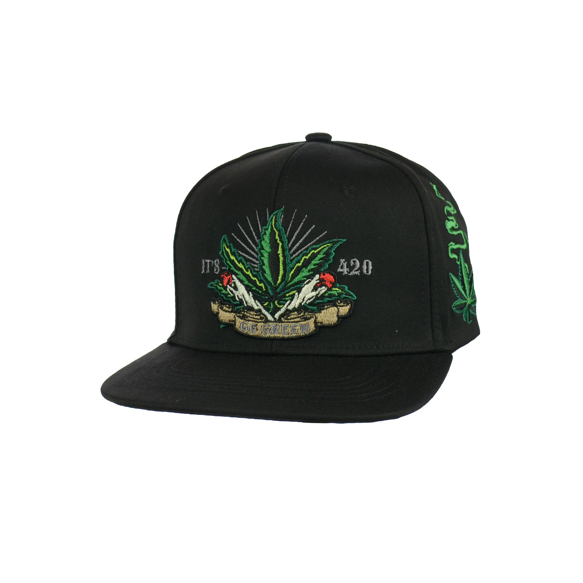 It's 420 Cannabis Leaf Embroidered Snapback Hat