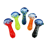 3" Hand Pipe Spoon Color Frit Glass and Spiral Head Art