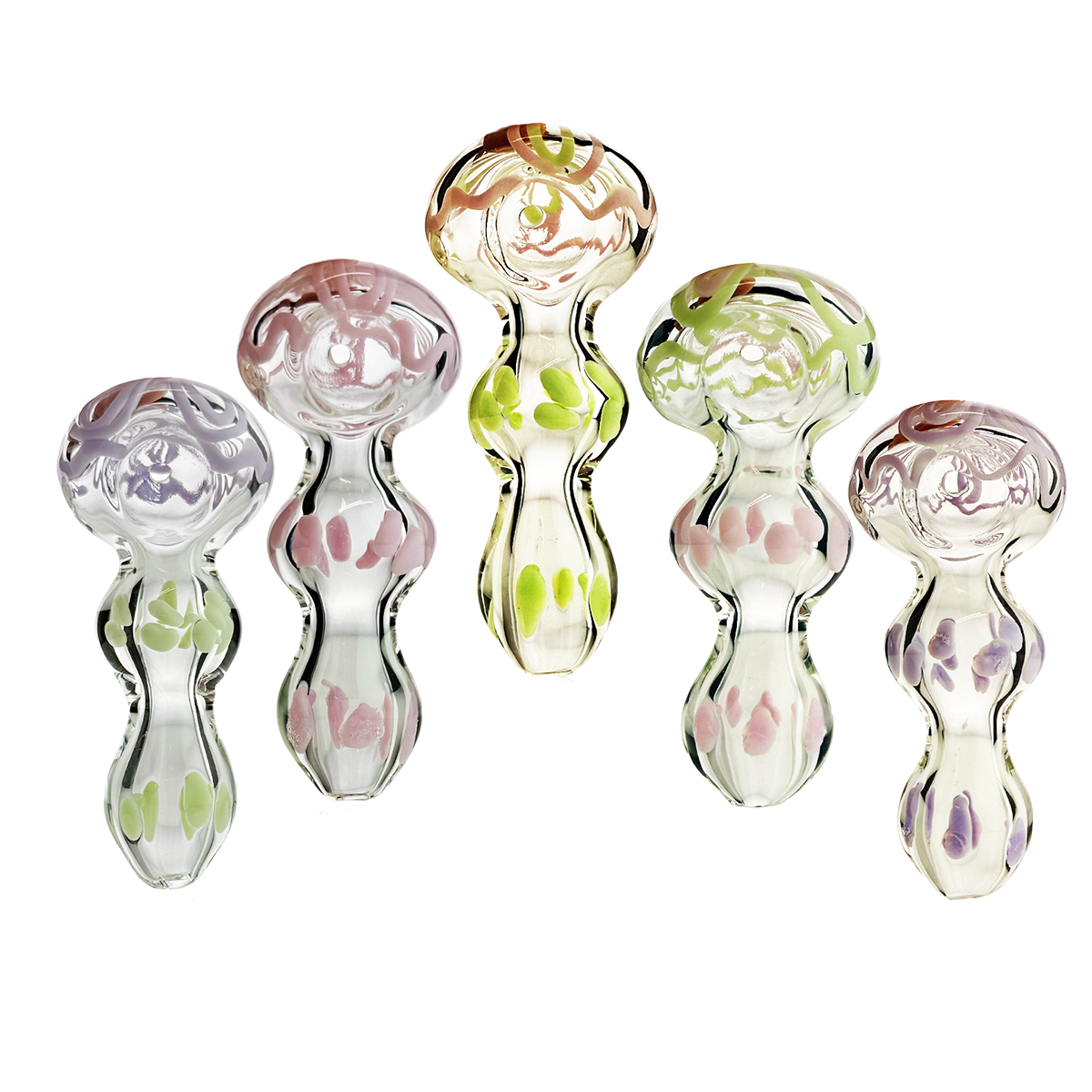 4" Hand Pipe Clear Glass with Slime Lines