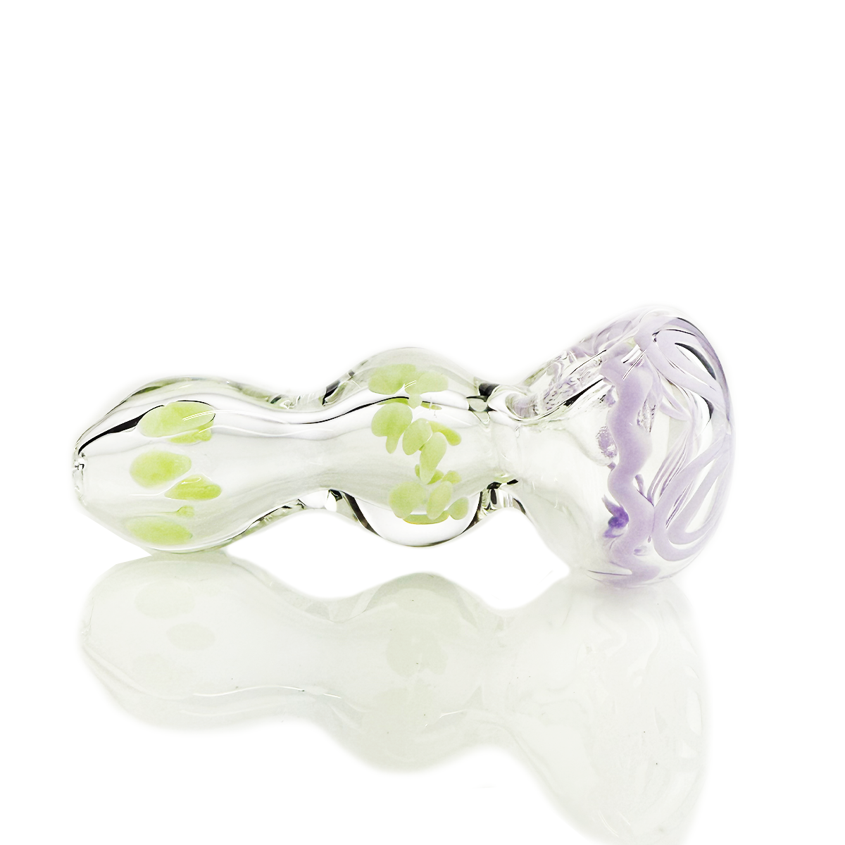 4" Hand Pipe Clear Glass with Slime Lines