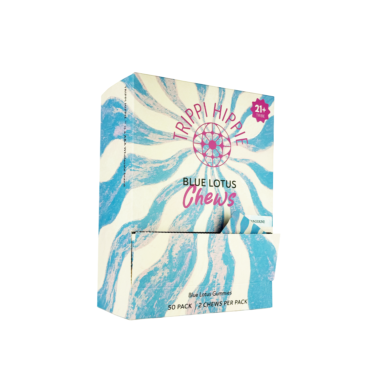BLUE LOTUS CHEWS 50 PACKS/ 2 CHEWS PER PACK- 250MG PER GUMMY - ASSORTED FLAVOR - BLUE RASBERRY, STRAWBERRY, TANGRINE