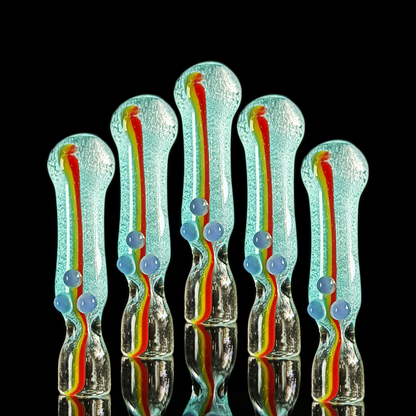 4" Rasta Chillum Glow in The Dark Glass