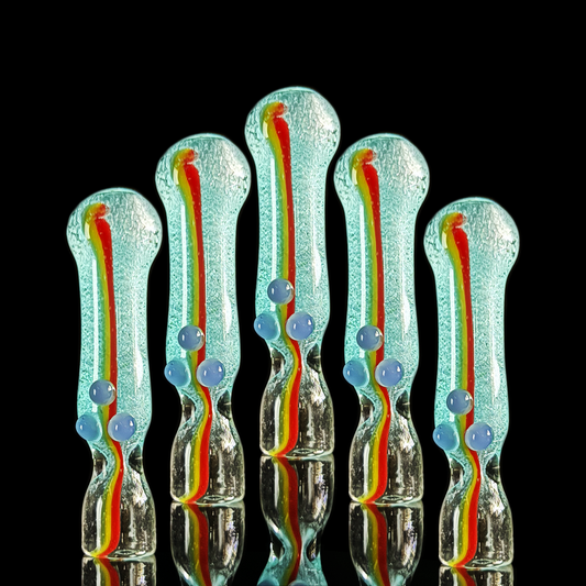 4" Rasta Chillum Glow in The Dark Glass