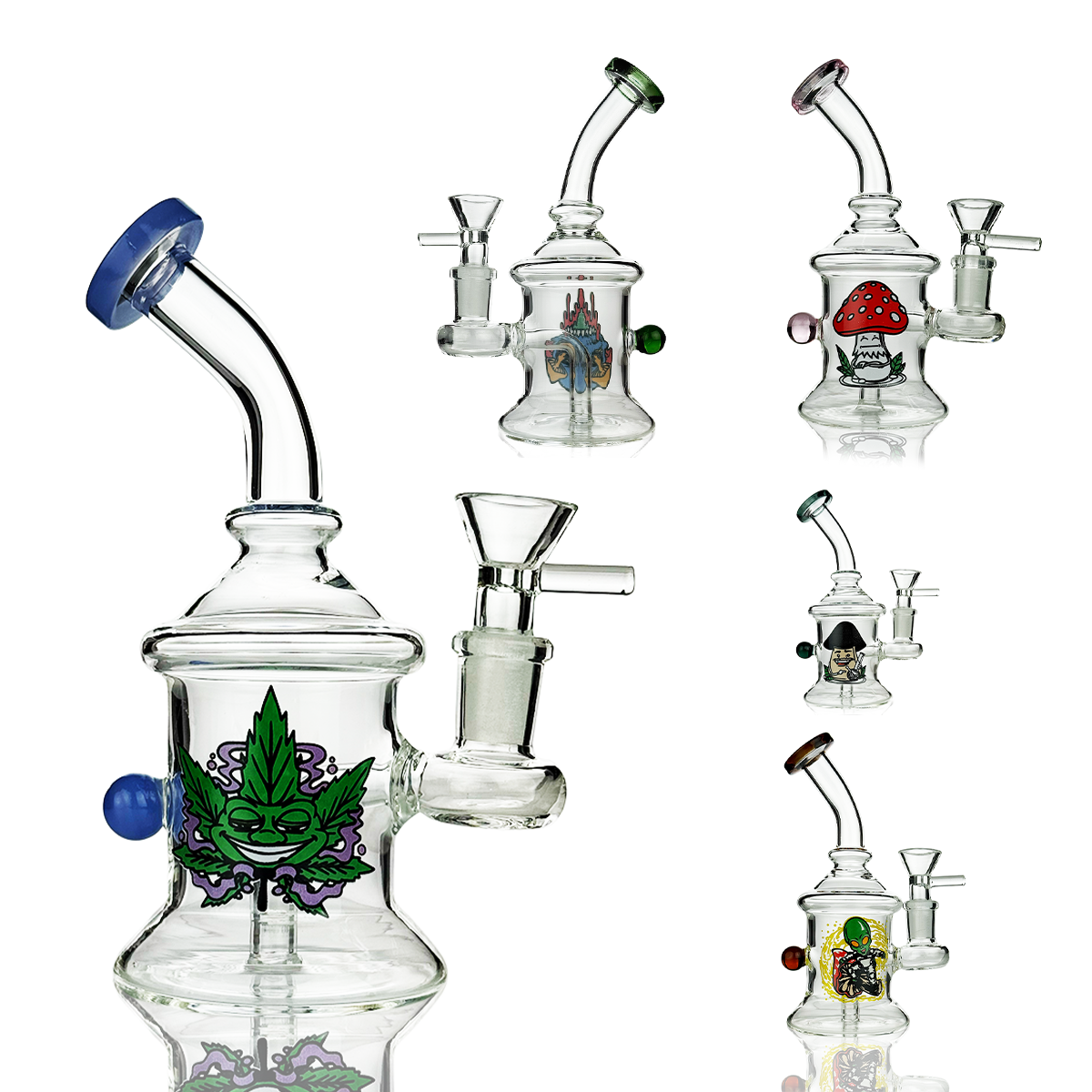 6" Water Pipe with Pearl Design with 14mm Male Bowl