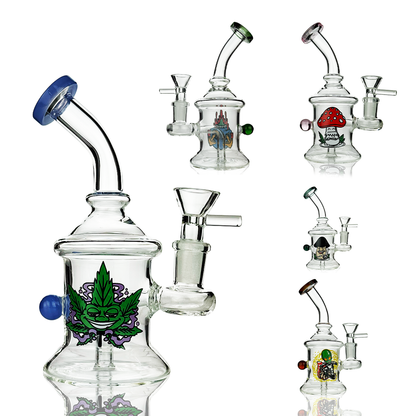 6" Water Pipe with Pearl Design with 14mm Male Bowl