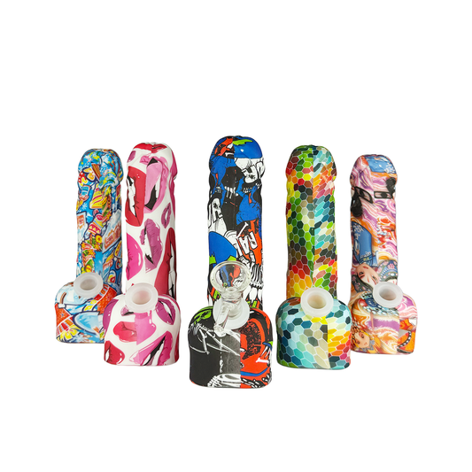 7" Penis Water Pipe Printed with 14mm Male Bowl