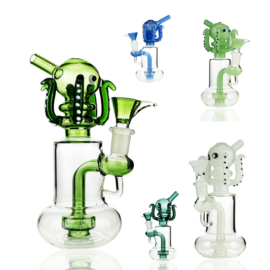 8" Octopus Water Pipe Rig with Shower and 14mm Male Bowl
