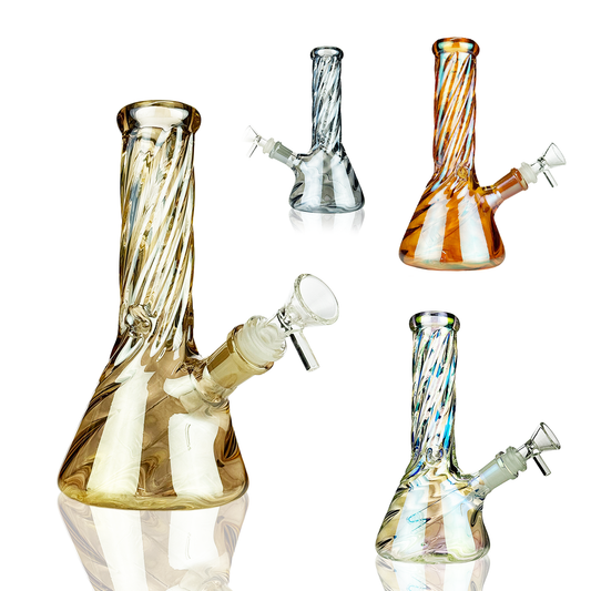8" Electro Plated Beaker Twisted Neck with 14mm Male Bowl